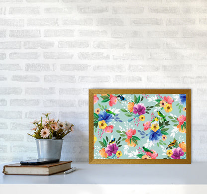 flowers birds Art Print by Seven Trees Design A3 Print Only