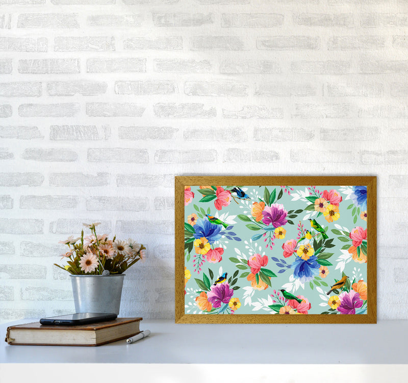 flowers birds Art Print by Seven Trees Design A3 Print Only