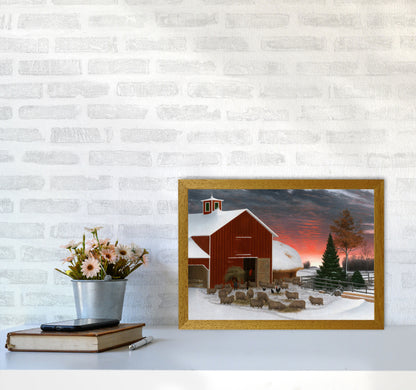 Snowy Farm Art Print by Seven Trees Design A3 Print Only