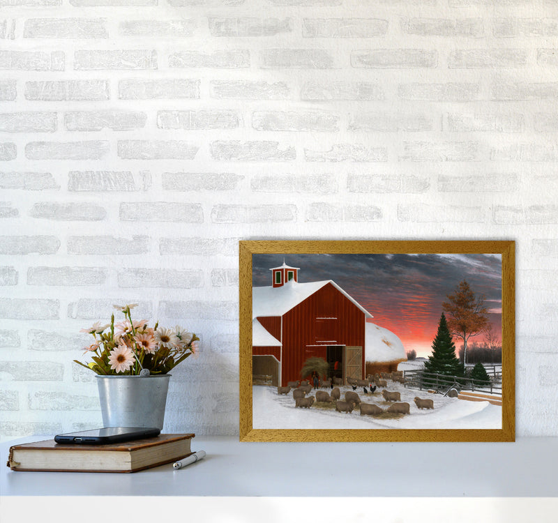 Snowy Farm Art Print by Seven Trees Design A3 Print Only