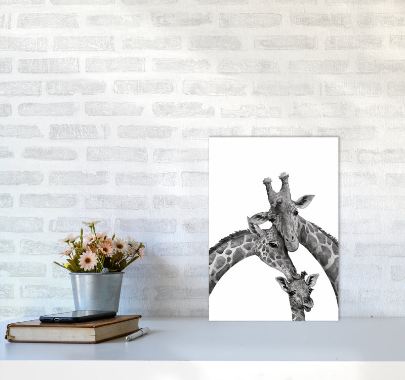 Giraffe Family Photography Art Print by Seven Trees Design A3 Black Frame