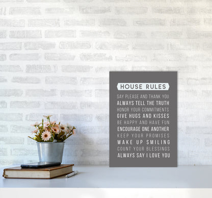 House Rules Quote Art Print by Seven Trees Design A3 Black Frame