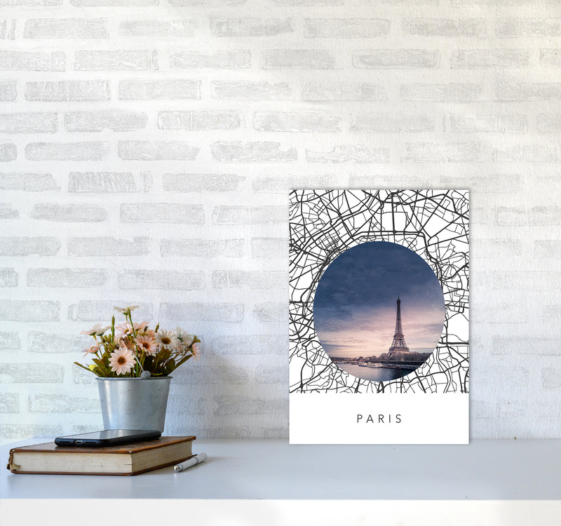 Paris Streets Collage Art Print by Seven Trees Design A3 Black Frame