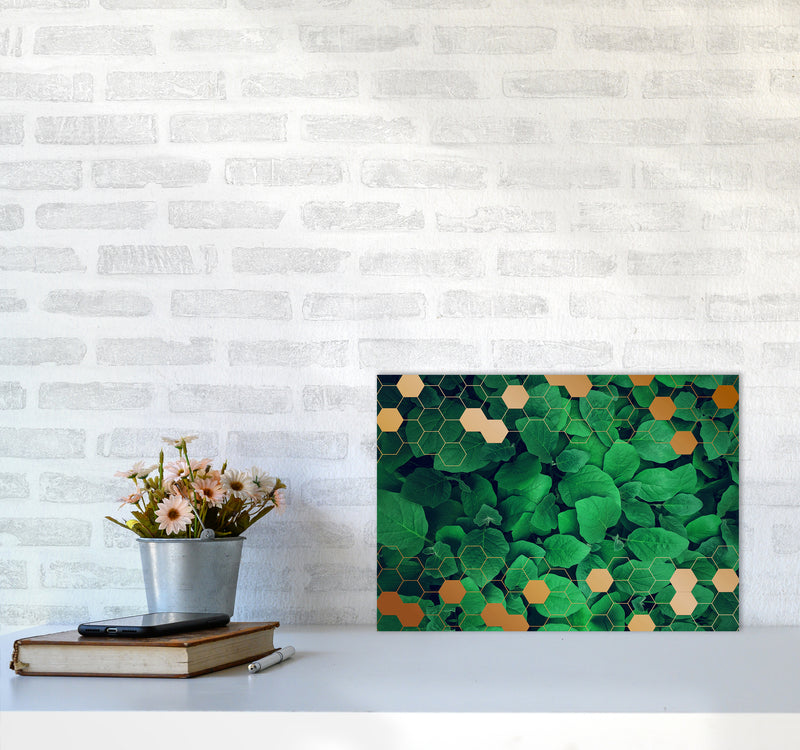Polygonal Gold Leaves Art Print by Seven Trees Design A3 Black Frame