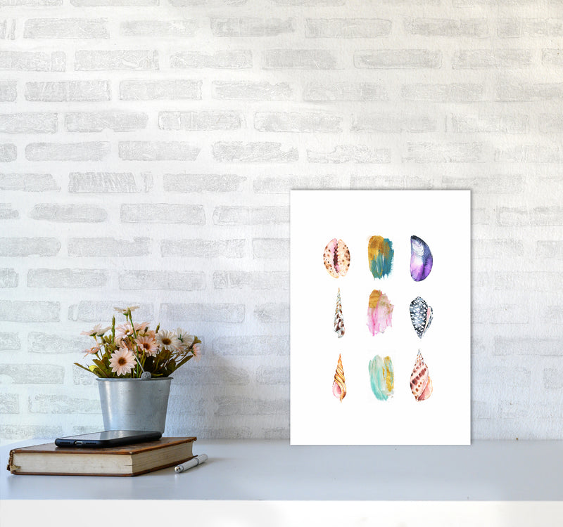Sea And Brush Strokes I Shell Art Print by Seven Trees Design A3 Black Frame
