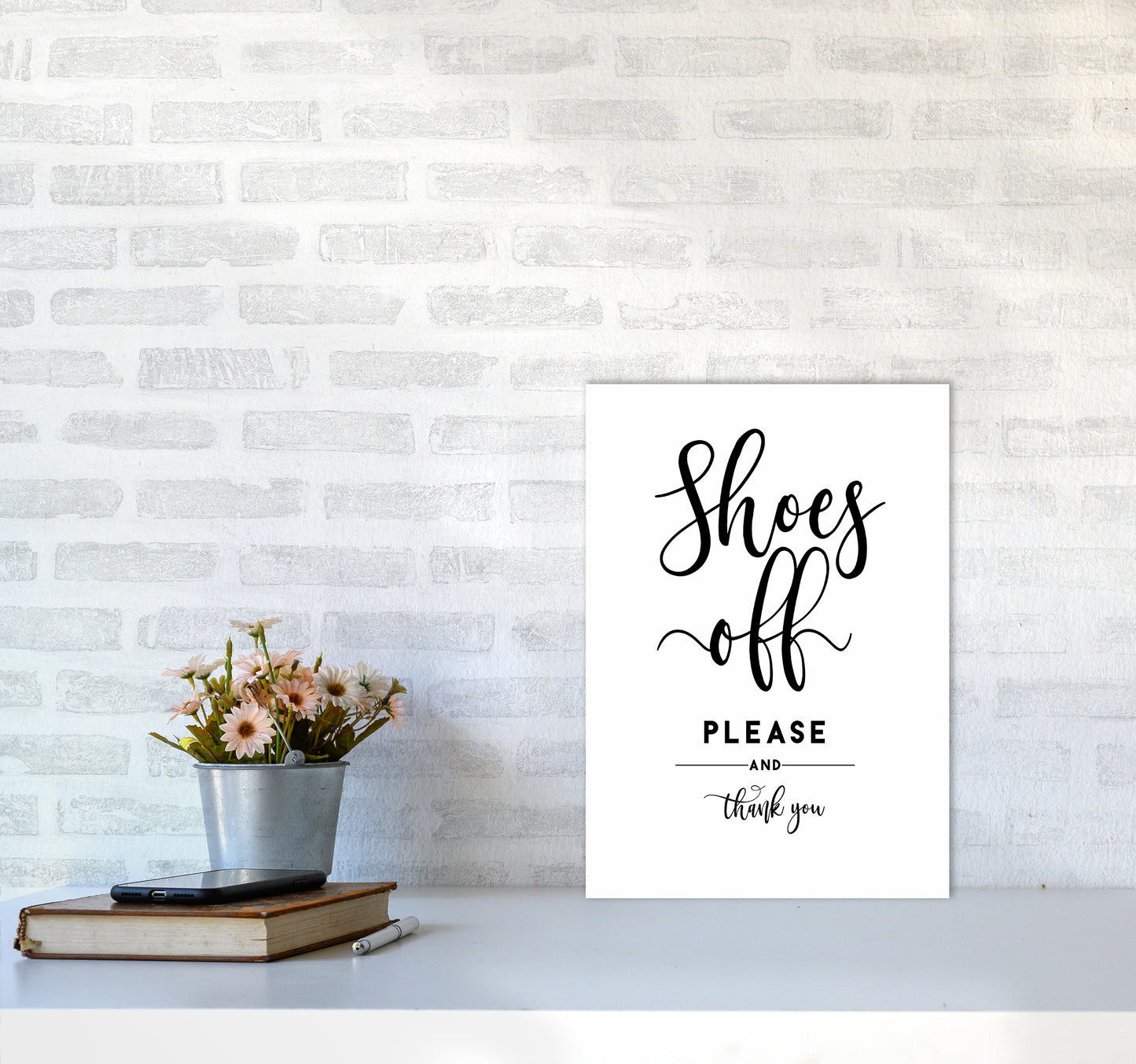 Shoes Off Quote Art Print by Seven Trees Design