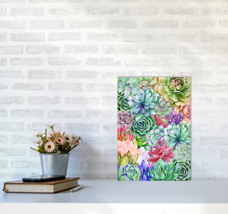 Succulents Paradise Botanical Art Print by Seven Trees Design A3 Black Frame