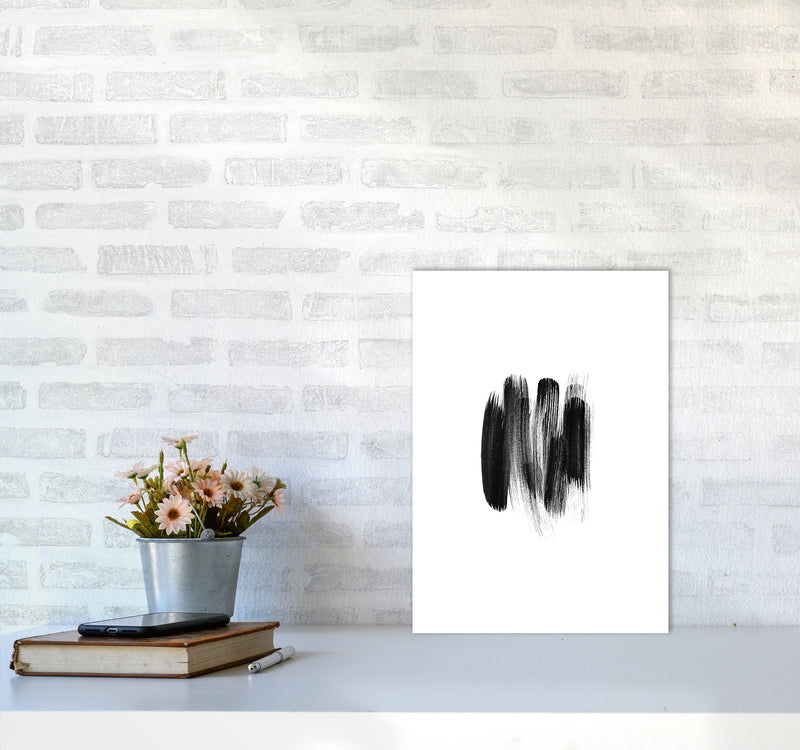 The Black Strokes Abstract Art Print by Seven Trees Design A3 Black Frame