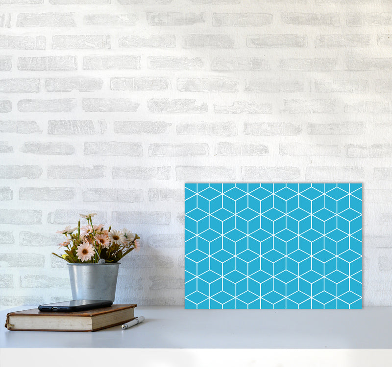 The Blue Cubes Art Print by Seven Trees Design A3 Black Frame