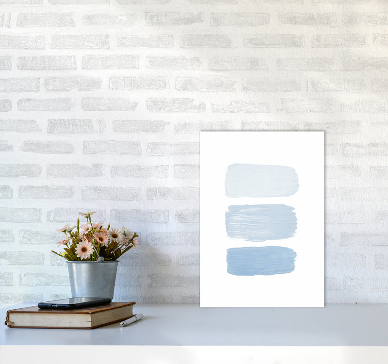 The Blue Strokes Abstract Art Print by Seven Trees Design A3 Black Frame