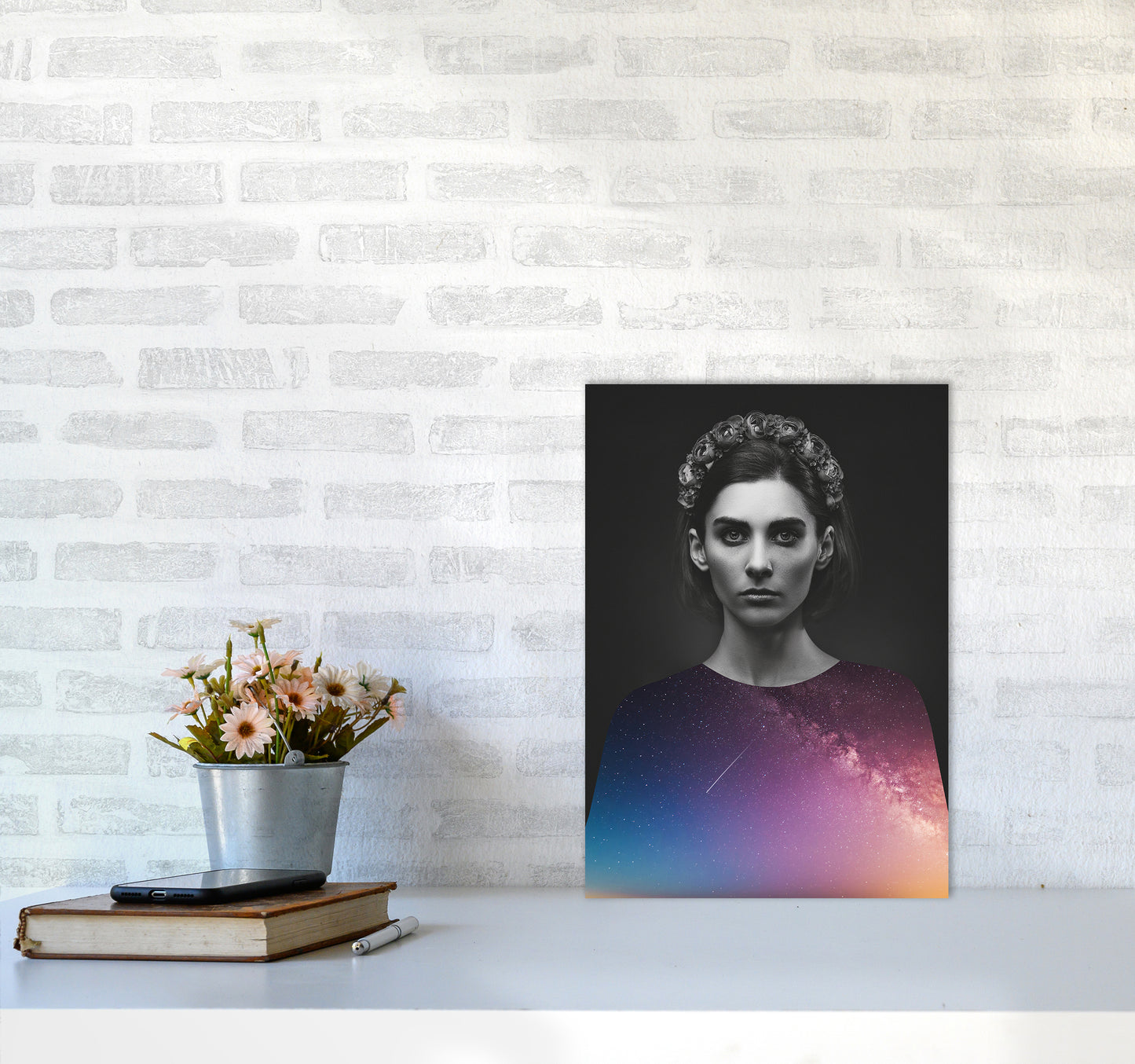 The Girl And The Stars Art Print by Seven Trees Design A3 Black Frame