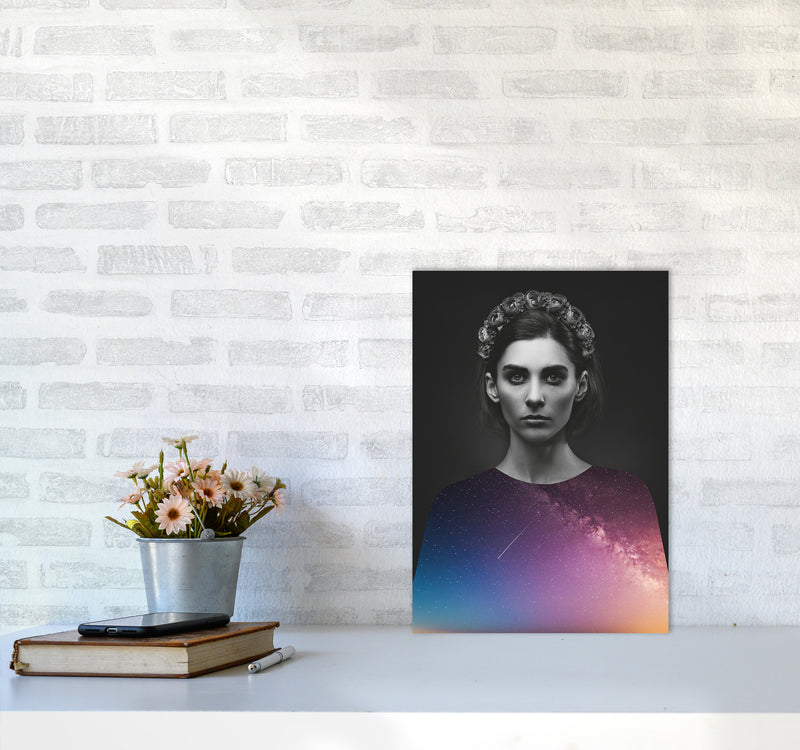 The Girl And The Stars Art Print by Seven Trees Design A3 Black Frame