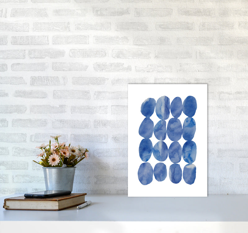 Watercolor Blue Stones Art Print by Seven Trees Design A3 Black Frame