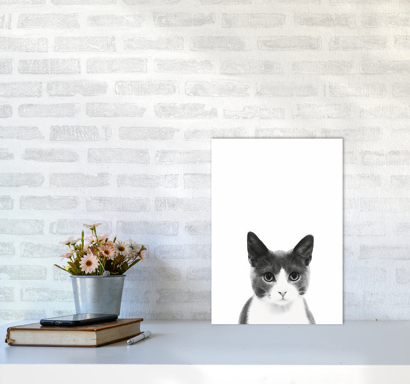 Watercolor Cat Art Print by Seven Trees Design A3 Black Frame