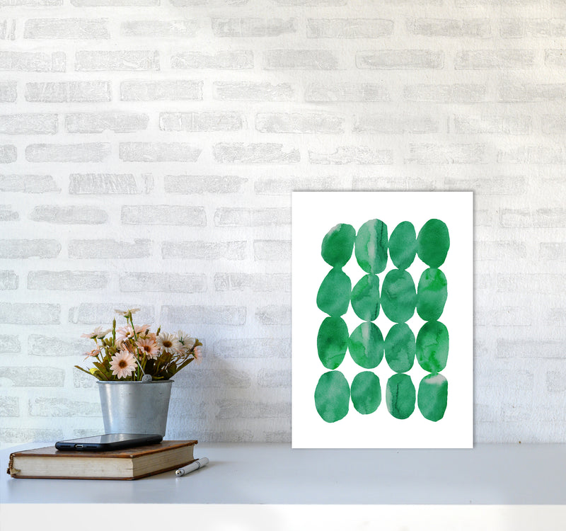 Watercolor Emerald Stones Art Print by Seven Trees Design A3 Black Frame