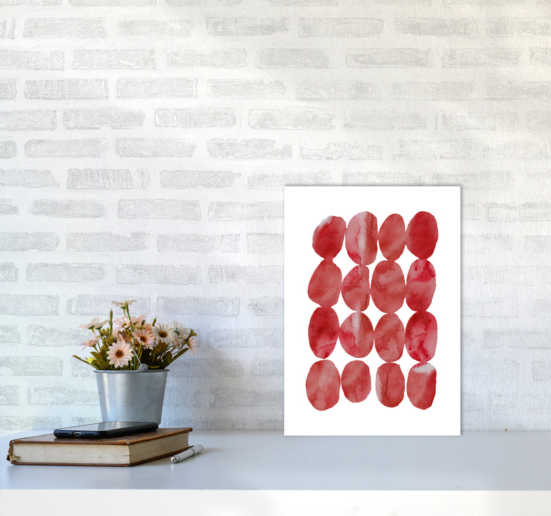 Watercolor Red Stones Art Print by Seven Trees Design