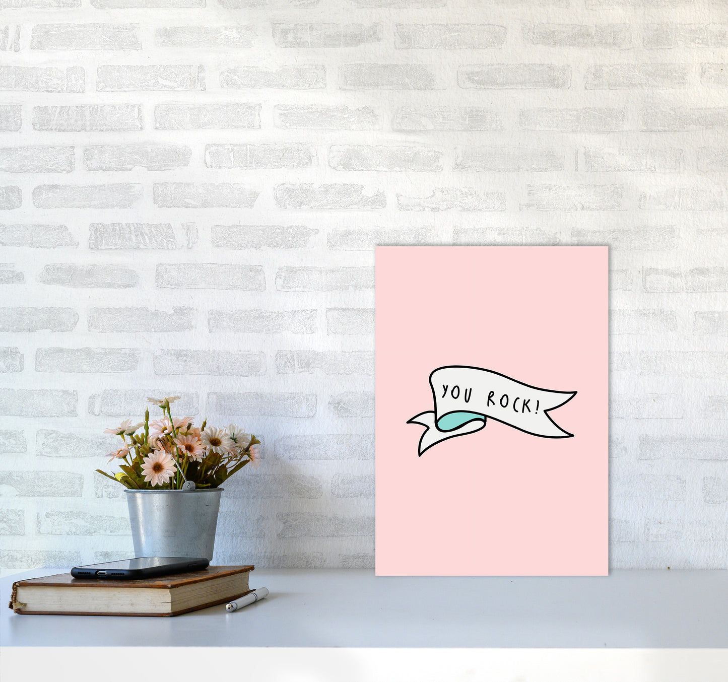 You Rock Quote Art Print by Seven Trees Design A3 Black Frame