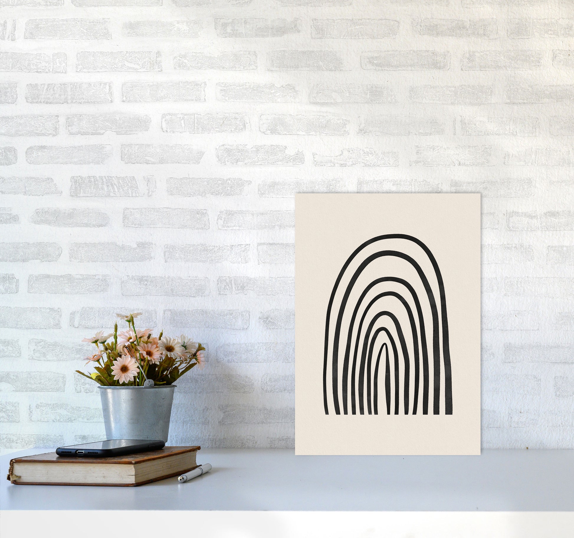 Black Watercolor Rainbow Art Print by Seven Trees Design A3 Black Frame