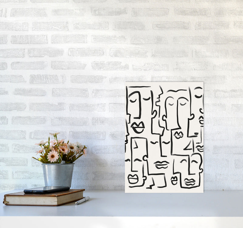 Faces Drawing Art Print by Seven Trees Design A3 Black Frame