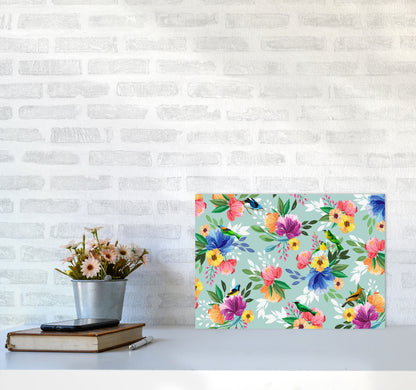 flowers birds Art Print by Seven Trees Design A3 Black Frame