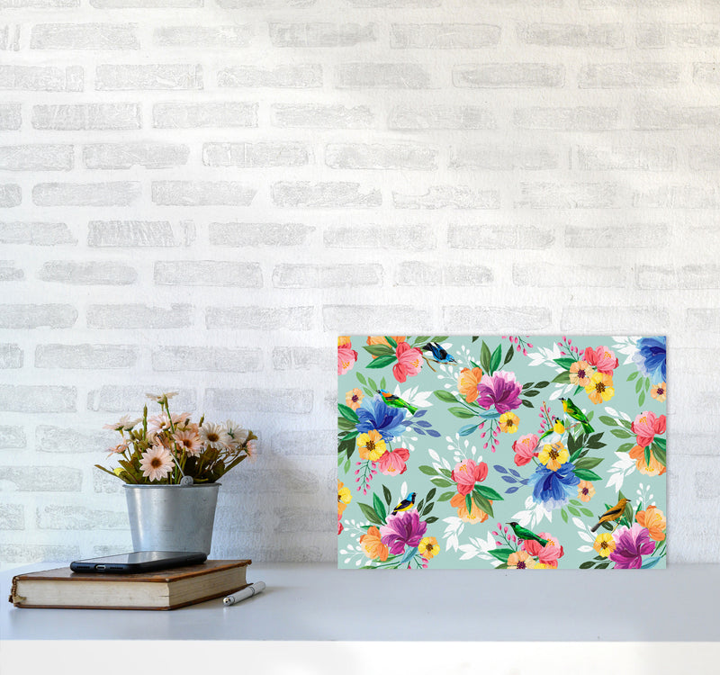 flowers birds Art Print by Seven Trees Design A3 Black Frame