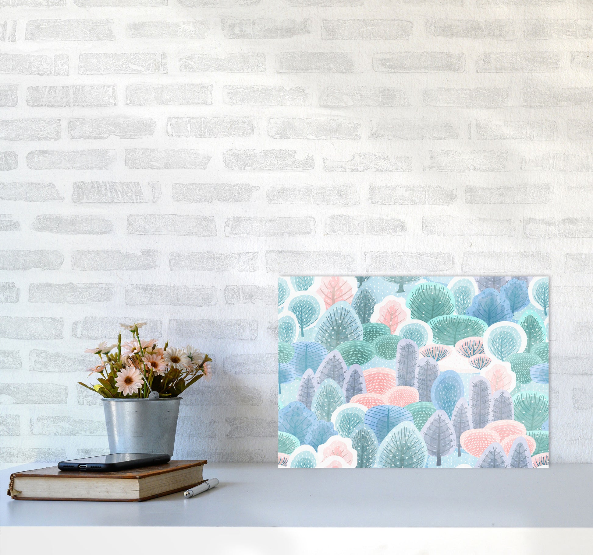 Happy Forest Art Print by Seven Trees Design A3 Black Frame