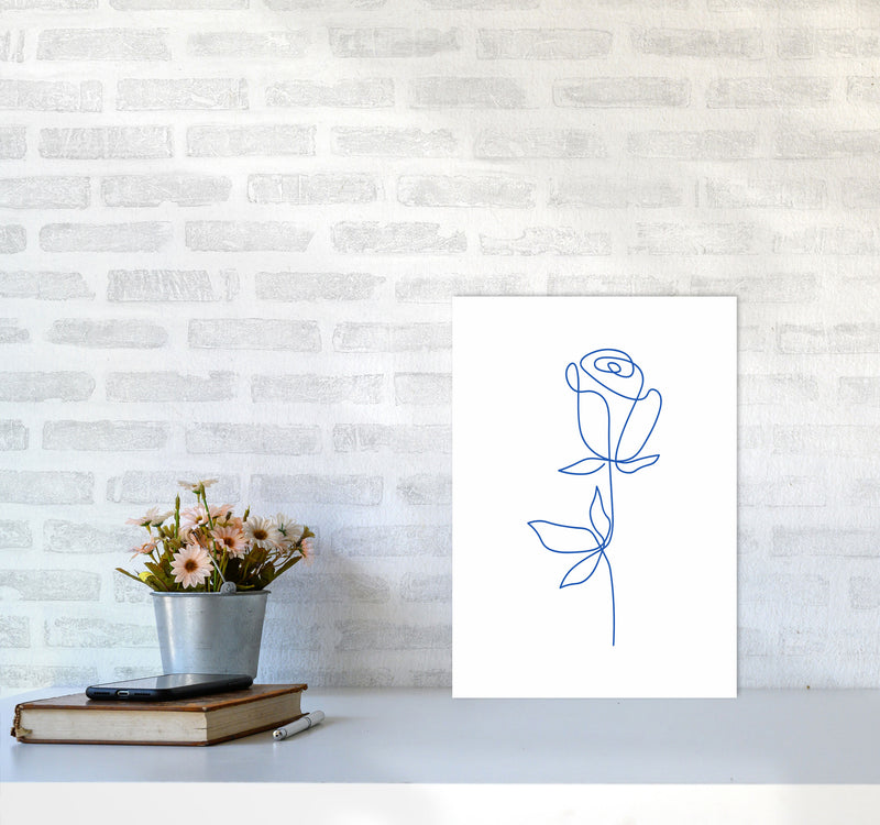 One Line Flower Art Print by Seven Trees Design A3 Black Frame