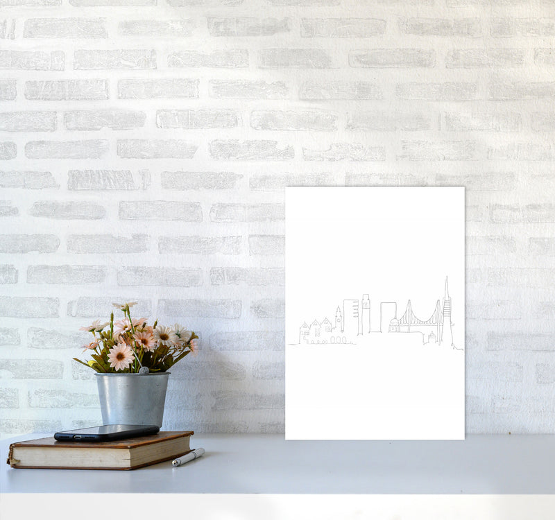 One Line San Francisco Art Print by Seven Trees Design A3 Black Frame