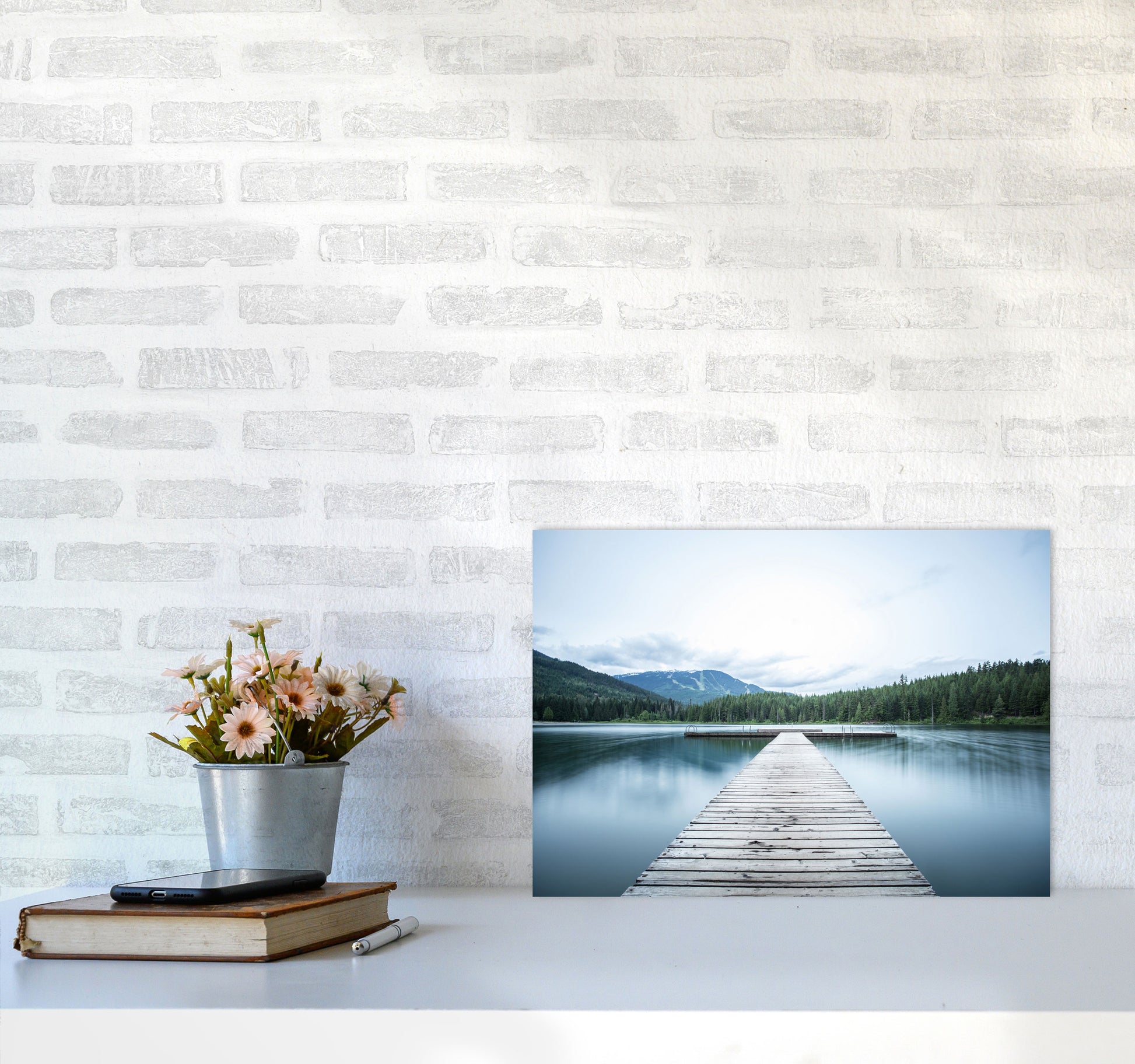 The Lake Art Print by Seven Trees Design A3 Black Frame