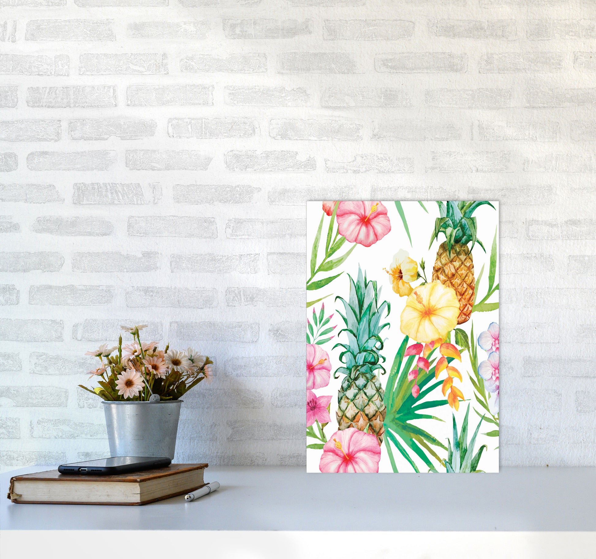 The tropical pineapples Art Print by Seven Trees Design A3 Black Frame