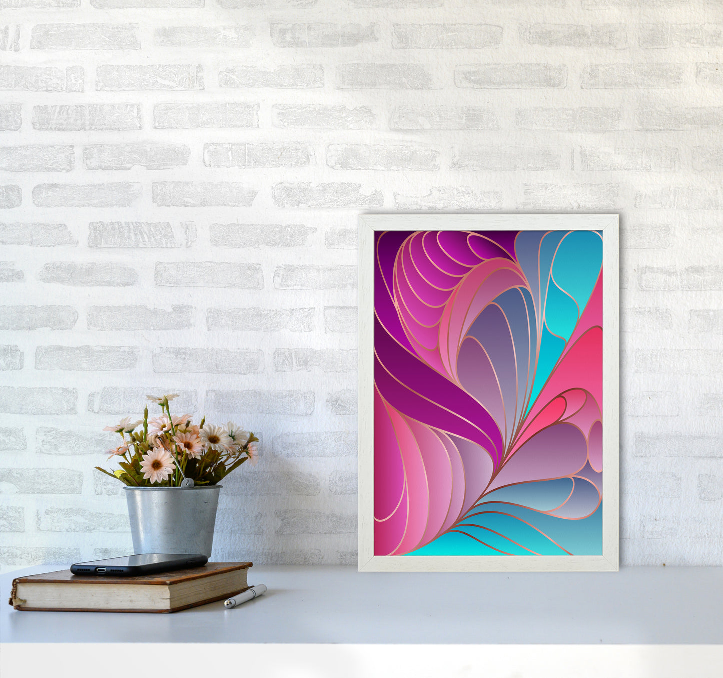 Colorful Art Deco II_ Art Print by Seven Trees Design A3 Oak Frame