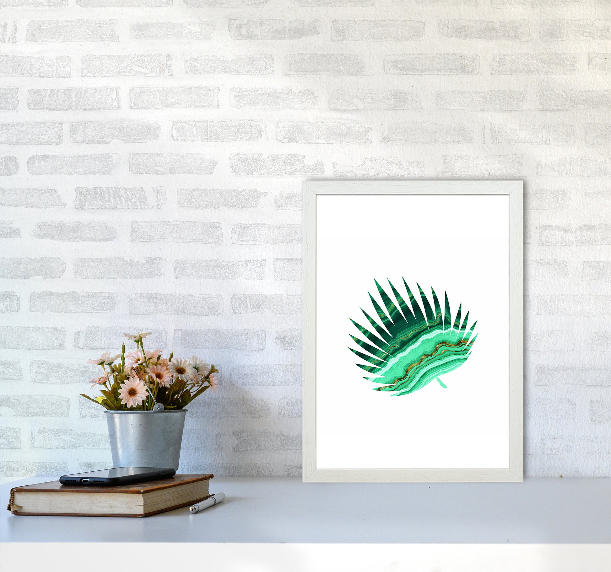 Green Marble Leaf II Art Print by Seven Trees Design