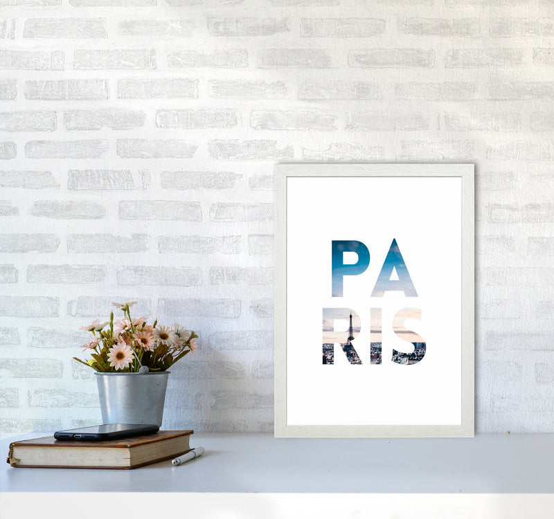 Paris Collage Letters Art Print by Seven Trees Design A3 Oak Frame