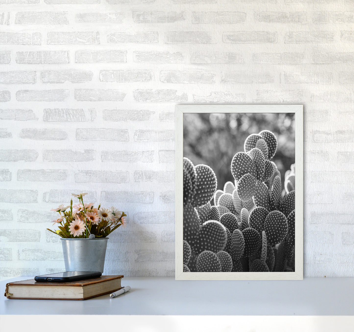 The Cacti Cactus B&W Art Print by Seven Trees Design