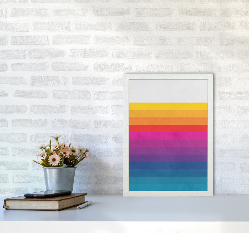 Vintage Retro Lines Art Print by Seven Trees Design A3 Oak Frame