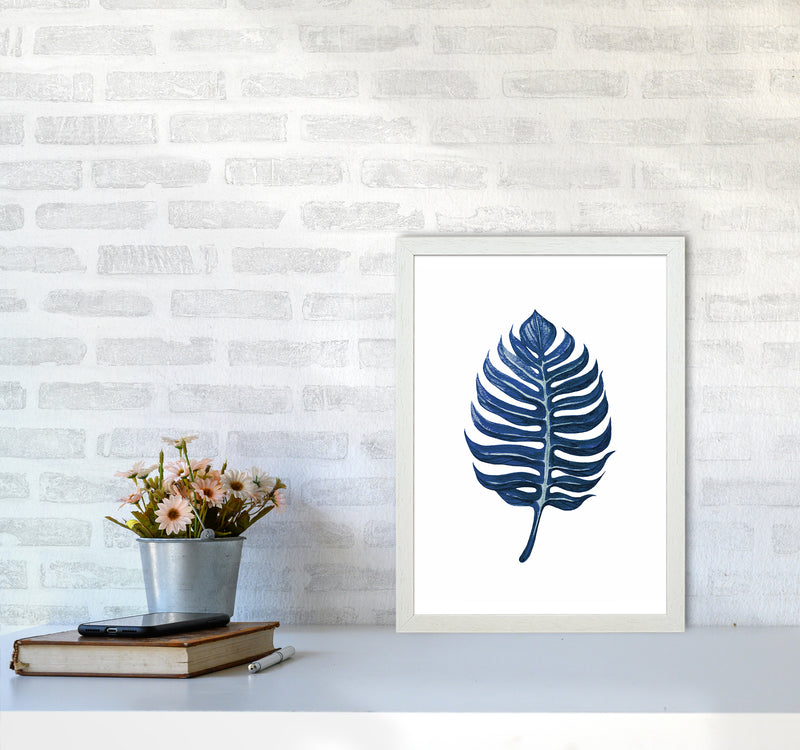 Watercolor Blue Leaf II Art Print by Seven Trees Design A3 Oak Frame