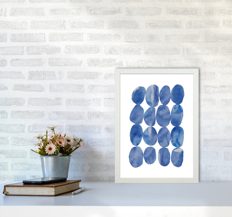Watercolor Blue Stones Art Print by Seven Trees Design A3 Oak Frame