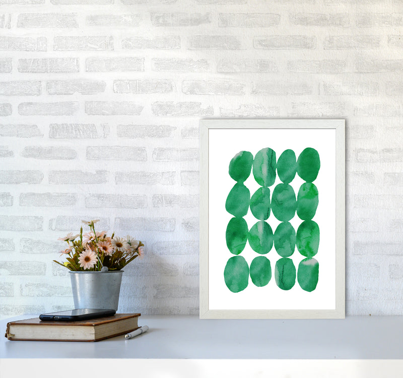 Watercolor Emerald Stones Art Print by Seven Trees Design A3 Oak Frame