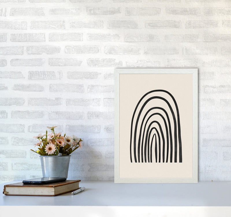 Black Watercolor Rainbow Art Print by Seven Trees Design A3 Oak Frame