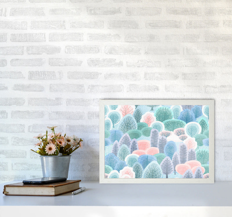 Happy Forest Art Print by Seven Trees Design A3 Oak Frame