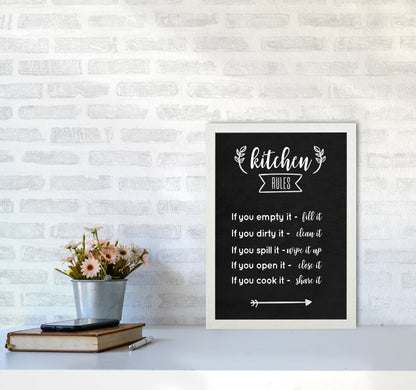 Kitchen rules Art Print by Seven Trees Design A3 Oak Frame