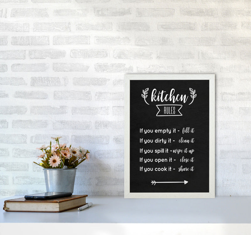Kitchen rules Art Print by Seven Trees Design A3 Oak Frame