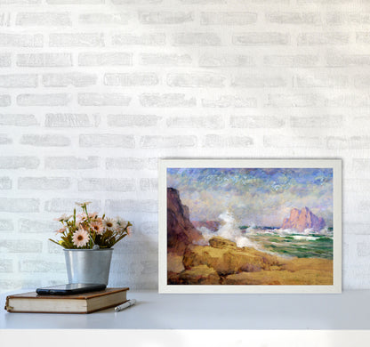 The Ocean and the Bay Painting Art Print by Seven Trees Design A3 Oak Frame