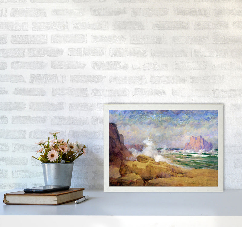 The Ocean and the Bay Painting Art Print by Seven Trees Design A3 Oak Frame