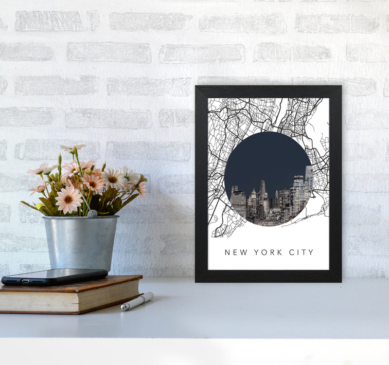 New York City Streets Collage Art Print by Seven Trees Design A4 White Frame
