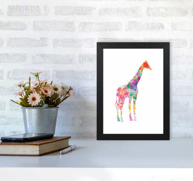 The Floral Giraffe Animal Art Print by Seven Trees Design A4 White Frame