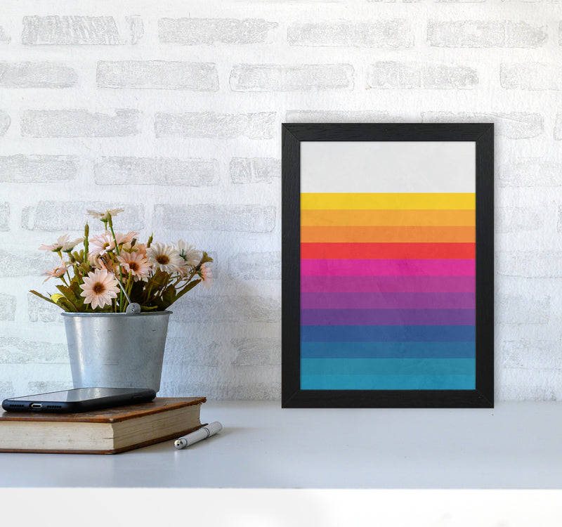 Vintage Retro Lines Art Print by Seven Trees Design A4 White Frame