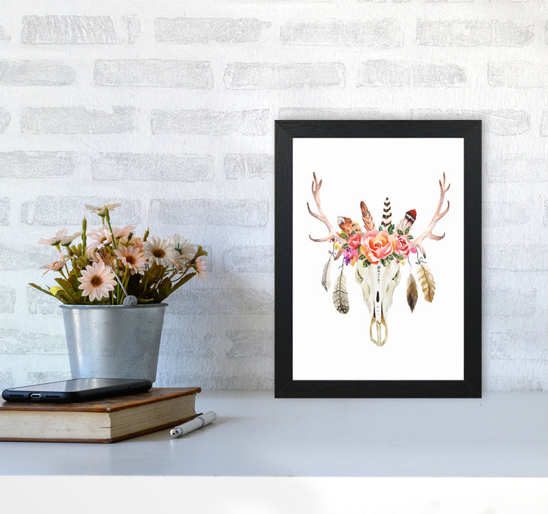 Boho cow skull Art Print by Seven Trees Design A4 White Frame