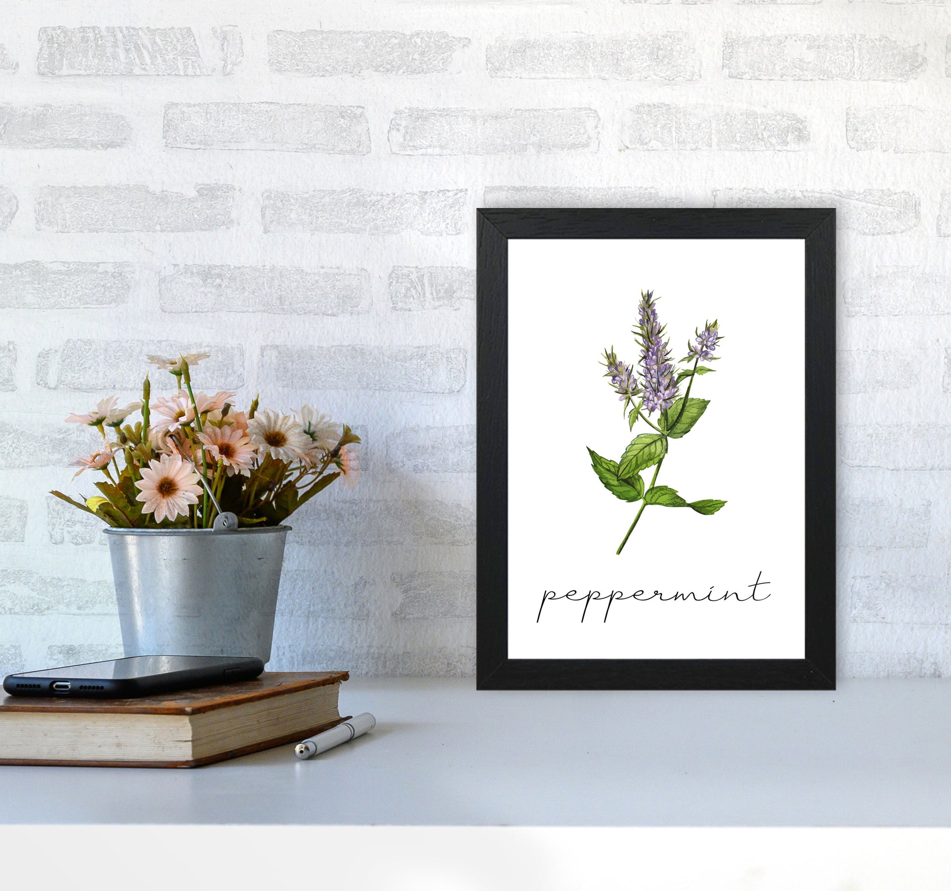 peppermint Art Print by Seven Trees Design A4 White Frame