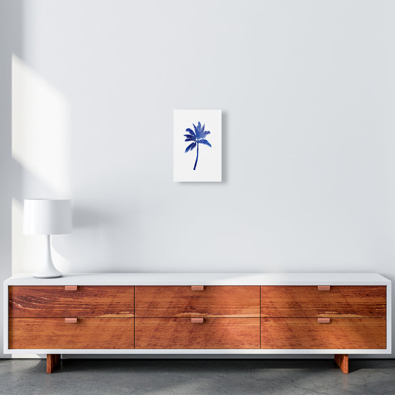 Blue Palm Tree Art Print by Seven Trees Design A4 Canvas